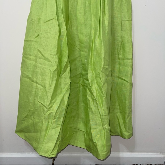 NICHOLAS MAKENNA DROP WAIST CORSET LINEN MIDI DRESS - LIME - Picture 7 of 10